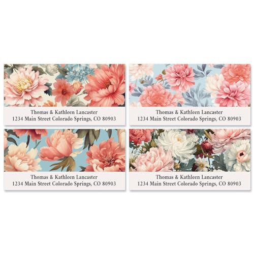 Blooming Pink Personalized Deluxe Address Labels - Set of 144 (3 Designs, Self-Adhesive, Large Flat-Sheet Select Labels - color: Blooming Pink