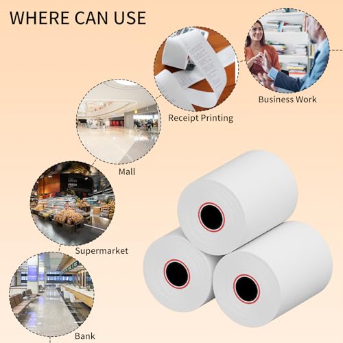2-1/4'' x 50' (10 Rolls) Thermal Receipt Paper, Fits 58mm Thermal POS Printers, Premium Quality, Biodegradable - size: 2 1/4" x 50', style: 10 Rolls