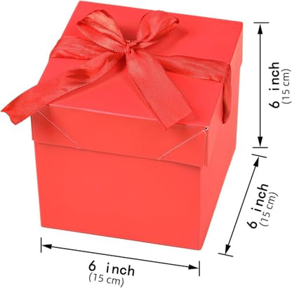 Gift Box with Lid for present,6"×6"×6", Collapsible,12pcs - color: Gold & Red, size: 6 x 6 x 6 Inch