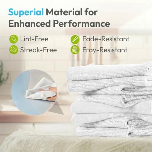 Microfiber Cleaning Cloth 12 Pack, 12 x 12 Inch White - color: White