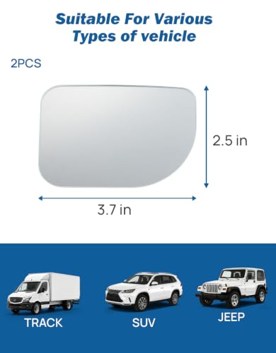 JOYTUTUS XLarge Blind Spot Mirror 2 Pack 3.7‘’×2.5‘’ HD Frameless Convex Glass for Wide Angle View and Safer Lane Changing Compatible with Trucks RVs Easy Stick On & Long Lasting Durability - size: Rounded Rectangle