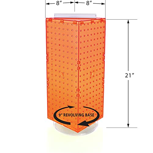 Azar Displays 703385-ORG Four-Sided Revolving 8”W X 20”H Pegboard Counter Display, Orange - color: Orange, style: Pegboard Only