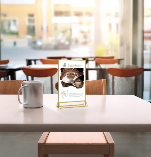 8.5x11 Acrylic Sign Holders, 6 Pack Gold Picture Frames for Table - color: Gold, size: 6 Pack 8.5X11 Inch