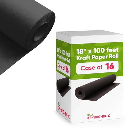 18" x 1200" (100 ft) Black Kraft Paper (Case of 16 Rolls), Made in USA - color: Black, style: Bulk Case - 1 Color