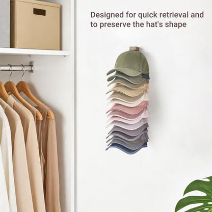 Mkono Hat Organizer, Wood Hat Rack for Wall Storage Holder 15 Baseball Caps - size: Medium