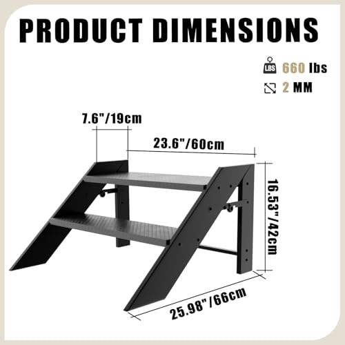 Step Ladder, Foldable Step Stool, 2 Step Folding RV Steps, Camper Steps Outdoor, for Reaching High, Travel Trailer, Mobile Home, Spa