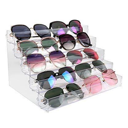 Sunglasses Organizer Countertop Stand, 5 Tier Sunglass Holder Display Rack, Nail Polish Organizer Acrylic Display Stand, Assembly Required - style: 5 Tier