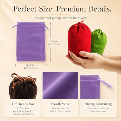 Velvet Drawstring Bags 5x7, 10 Pack Colorful Gift Pouches for Favors - color: Velvet (Pack of 10)