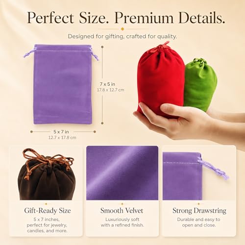 Velvet Drawstring Bags 5x7, 20 Pack Colorful Gift Pouches for Favors - color: Velvet (Pack of 20)