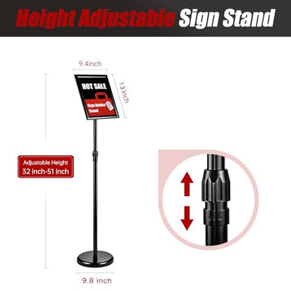 1Pack Sign Holder Stand-8.5x11 inch，Adjustable Sign Stands For Display，Heavy Duty Floor Standing Sign Holder Stand Aluminum for Retail Store，Museum，Volunteer Cctivities（Black） - size: 8.5*11inches（1Pack）