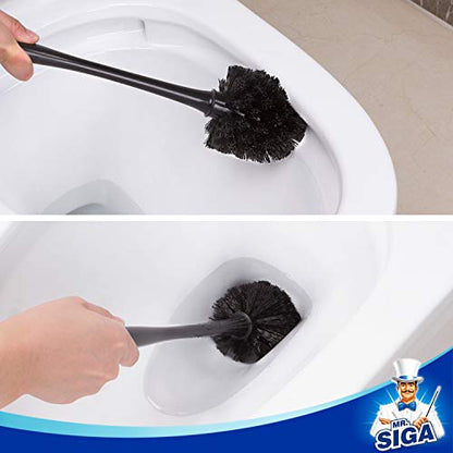 MR.SIGA Toilet Plunger and Brush Combo for Toilet Cleaning, Black, 2 Set (Pack of 6) - color: Black, size: 6.3 x 8.2 x 18.1 inch (Pack of 6)