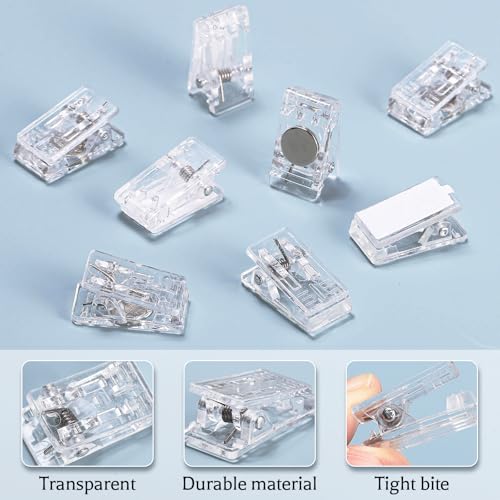 25 Pieces Self Adhesive Clips and 25 Pcs Magnetic Clips for Hanging - style: Clear Magnetic + self-adhesive