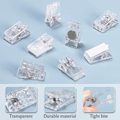 25 Pieces Self Adhesive Clips and 25 Pcs Magnetic Clips for Hanging - style: Clear Magnetic + self-adhesive