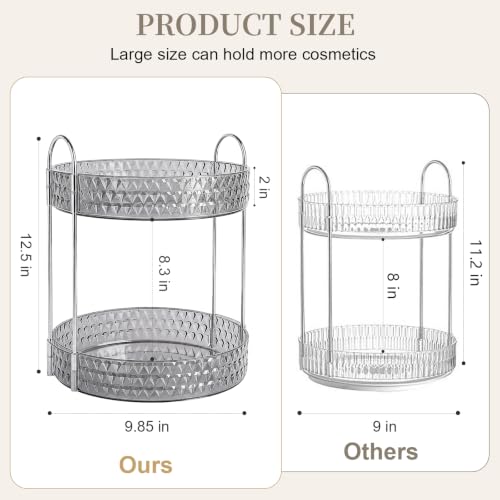 Large Capacity Rotating Makeup Organizer Perfume Stand Holder, 2 Tier Gray - color: Gray, size: 2 Tier (Standard)