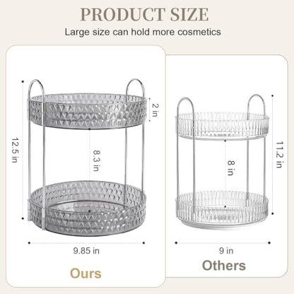 Large Capacity Rotating Makeup Organizer Perfume Stand Holder, 2 Tier Gray - color: Gray, size: 2 Tier (Standard)