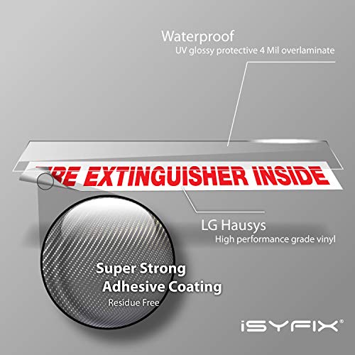 iSYFIX Fire Extinguisher Inside Signs for Vehicles, 9x1.7 Inch, 10 Pack - color: White, size: 9x1.7 (10 Pack)