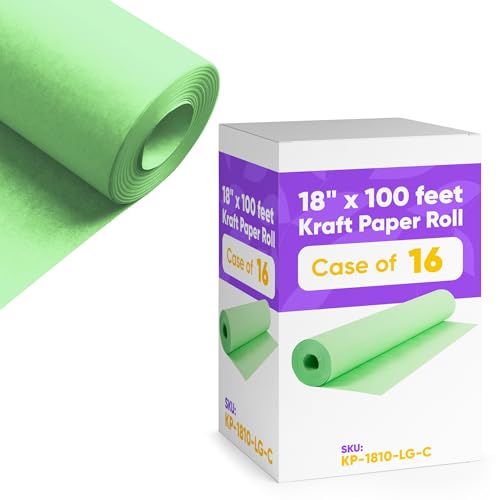 18" x 1200" (100 ft) Light Green Kraft Paper (Case of 16 Rolls), Made in USA - color: Light Green, style: Bulk Case - 1 Color