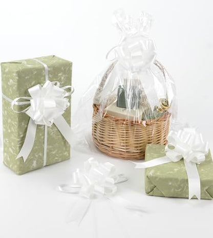 HUIHUANG White Pull Bows for Gifts, Christmas Gift Bows 4" x 8" x 12 PCS - color: White, size: 1 Pack (12 bows, 4 in x 8 in)