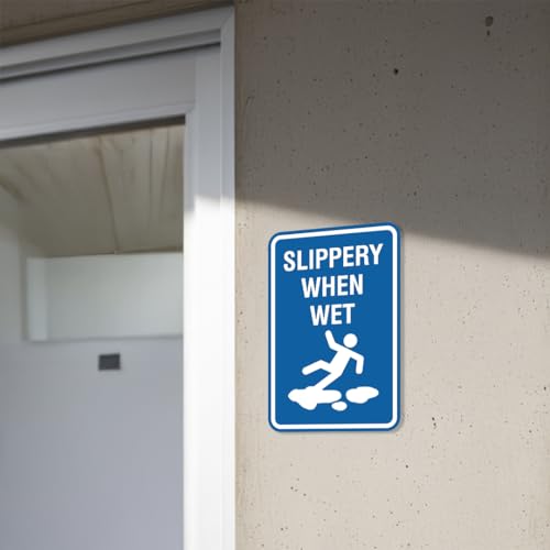 Signs ByLITA Portrait Round Slippery When Wet Sign (Black/Gold) - Small 5 Pack - color: Black Gold, size: 4 x 6" - Small (5 Pack)