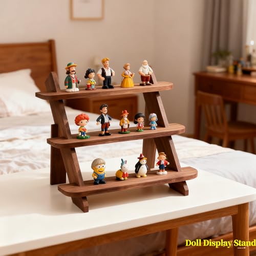 Wooden Display Stand, Tiered Cupcake Stand, 3 Tier Display Stand Riser - color: B-Walnut-L