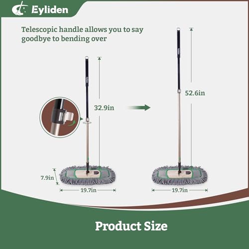 Eyliden Pro Dust Mop for Floor Cleaning, 3 Reusable Microfiber Thicker Pads