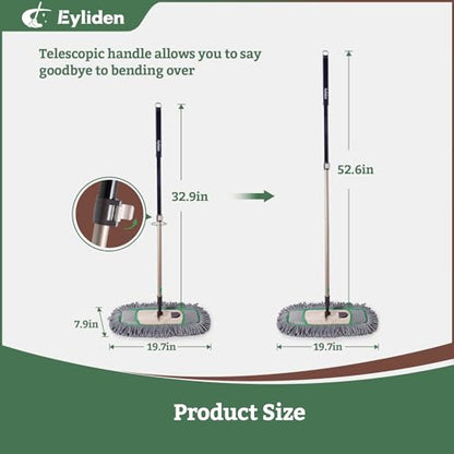 Eyliden Pro Dust Mop for Floor Cleaning, 3 Reusable Microfiber Thicker Pads