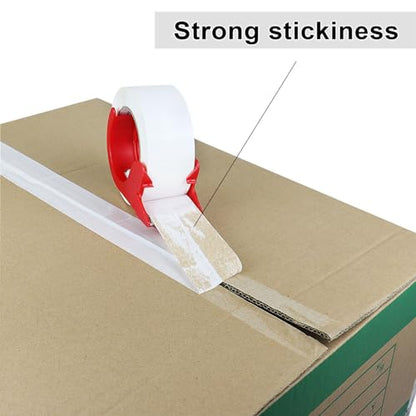 BOMEI PACK Packing Tape with Red Dispenser White Packaging Tape for Shipping Moving Strong Sealing Adhesive Industrial Depot Tapes for Storage 1.88 inch x 55 Yards, 3 Rolls - color: white