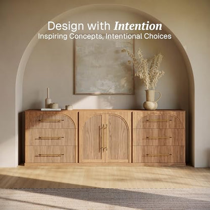 BELLEZE Jagger 3-Piece Modular Sideboard Buffet Cabinet - Camel - color: Jagger Camel Bcc