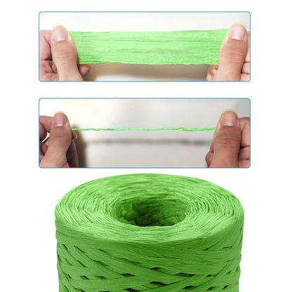 218 Yards Raffia Paper Craft Ribbon Packing Paper Twine, 1/4 Inch by 218 Yards - color: Green