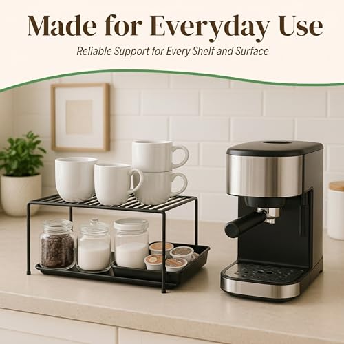 Evelots Wire Shelf Organizer Set Metal Cabinet Shelf Risers, 6-Pack, Black - color: Black - Regular, size: Set of 6