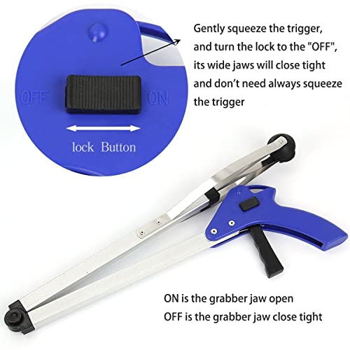 THUSIBER Reacher Grabber 32" Extra Long Folding Reaching Claw Heavy Duty Mobility Aid Arm Extender Gripper Tools for Trash Pick Up Litter Picker Garden Nabber Elderly Arthritis Reach Assist Tool