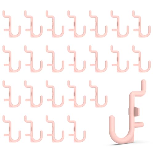 HUHOLE 100PC Pink Plastic Pegboard J Hooks for 1/4" Board - color: Pink