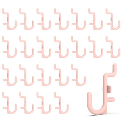 HUHOLE 100PC Pink Plastic Pegboard J Hooks for 1/4" Board - color: Pink