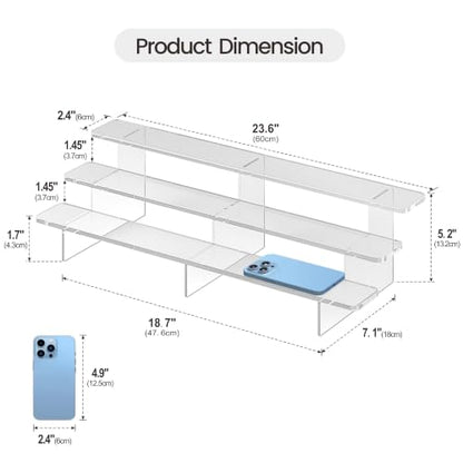 23.6 " Acrylic Riser Display Stands - 3 Tier Clear Acrylic Display Shelf