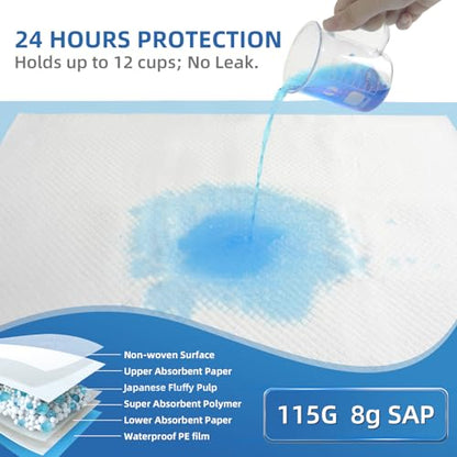 SOFYFINE 50 Count Extra Large Chucks 36"x36" Thicken Elderly Adults Incontinence Bed Pads Disposable, Heavy Duty Absorbency Underpads Waterproof, XXL Extra Large Puppy Pee Training Pad - size: 36"x36" (50 Count)