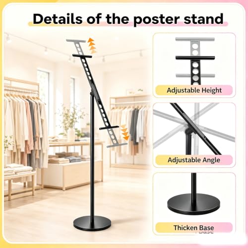 Feifeiya 6 Pack Adjustable Sign Holder Bulk Floor Poster Board Stand
