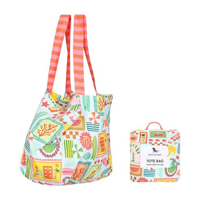 Dock & Bay Everyday Beach Tote Bag - Reusable Carrier Bag for Daily Use - Carries Up to 10kg - 100% Recycled Materials - color: Wish You Were Here