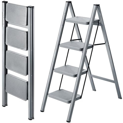 XinSunho 4 Step Ladder, Steel Folding Step Stool with 330lbs Heavy Duty - size: 4 step