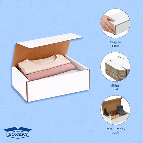 The Boxery Corrugated Mailers White Tuck Shipping Boxes (7x5x3) - size: 7x5x3