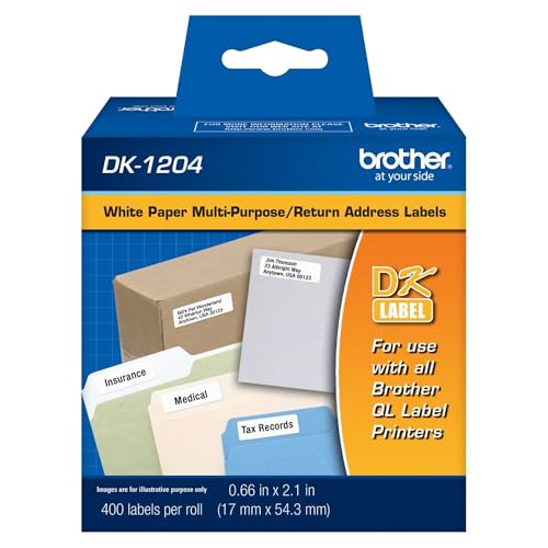 Brother Genuine DK-12043PK Multipurpose Paper Label Roll, Die-Cut Paper Labels, Engineered for Excellence, 400 Labels Per Roll, (3) Rolls per Box (DK12043PK) - size: 3 Rolls