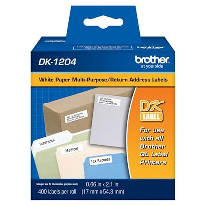 Brother Genuine DK-12043PK Multipurpose Paper Label Roll, Die-Cut Paper Labels, Engineered for Excellence, 400 Labels Per Roll, (3) Rolls per Box (DK12043PK) - size: 3 Rolls