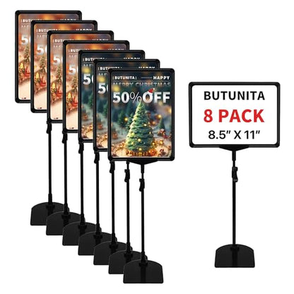 Sign Holder Stand 8.5x11 Inch for Floor Table, Adjustable Tabletop Sign Holder Floor Poster Stand, Vertical & Horizontal View (Black,8Pcs) - size: 8.5"x11"-8Pcs