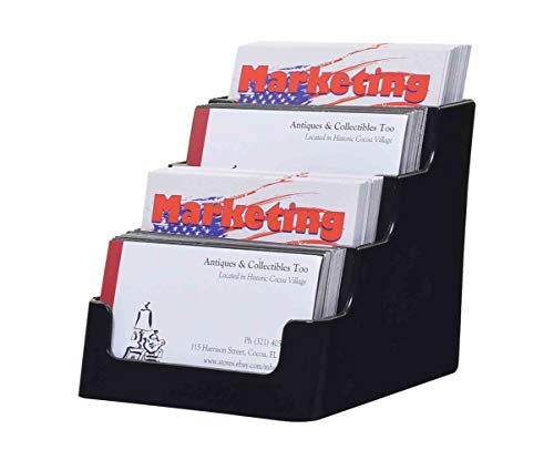 Marketing Holders 24 Pack Business Card Holder Four Tiered Four Pocket Black Acrylic for 3.5" x 2" Appointment Cards Cascading Counter Rewards Credit Membership or Discount Cards for Retailers - size: 4 Tier Black, style: 24 Pack