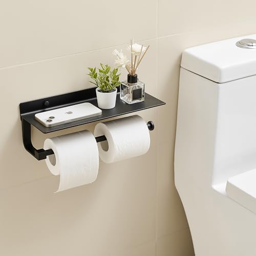 Hand Towel Holder for Bathroom -Paper Towel Holder Wall Mount - for Bathroom Black Paper Towel Holder with Shelf -Kitchen Towel Holder Black - color: Black