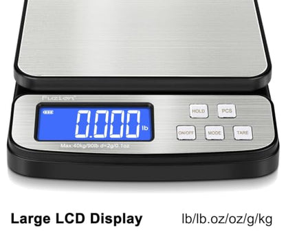Fuzion Digital Shipping Postal Scale 90lb x 0.1oz, Stainless Steel Platform - color: Stainless Steel