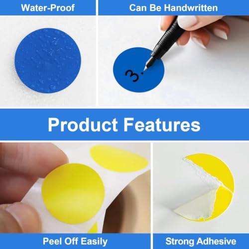 3/4" Round Color Coding Circle Dot Sticker Labels, 8 Colors - color: 8-colors