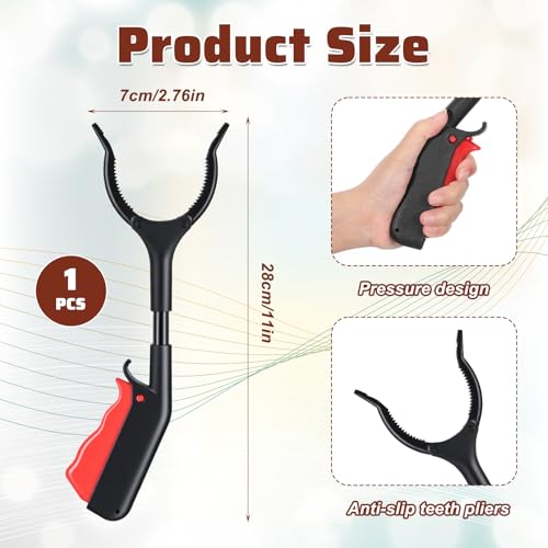 Gjinxi Pickup Sticks Reacher Tool 2 Pack 11" Telescoping Grabber with 360 Rotating Jaw & Hook, Anti-Slip Reachers and Grabbers for Seniors, Trash Picking, Surgery Recovery, Claw Grabber Pickup Tool