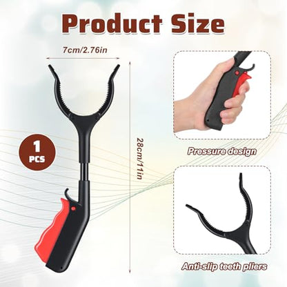 Gjinxi Pickup Sticks Reacher Tool 2 Pack 11" Telescoping Grabber with 360 Rotating Jaw & Hook, Anti-Slip Reachers and Grabbers for Seniors, Trash Picking, Surgery Recovery, Claw Grabber Pickup Tool