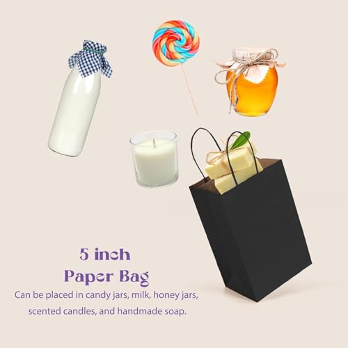 MESHA Paper Gift Bags 1000Pcs 5.25x3.75x8'' Black Small Kraft Bags Bulk - color: Black 5.25x3.75x8 Inch, size: 1 Count (Pack of 1000)