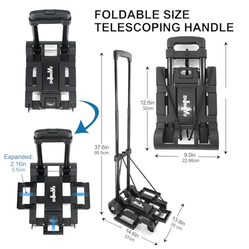 Folding Hand Truck Dolly Cart, Folding Cart Small Dolly with 2 Wheels, - color: 2 Wheel Iron